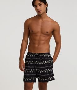 Bermuda Leve em Microfibra com Estampa de Coqueiros