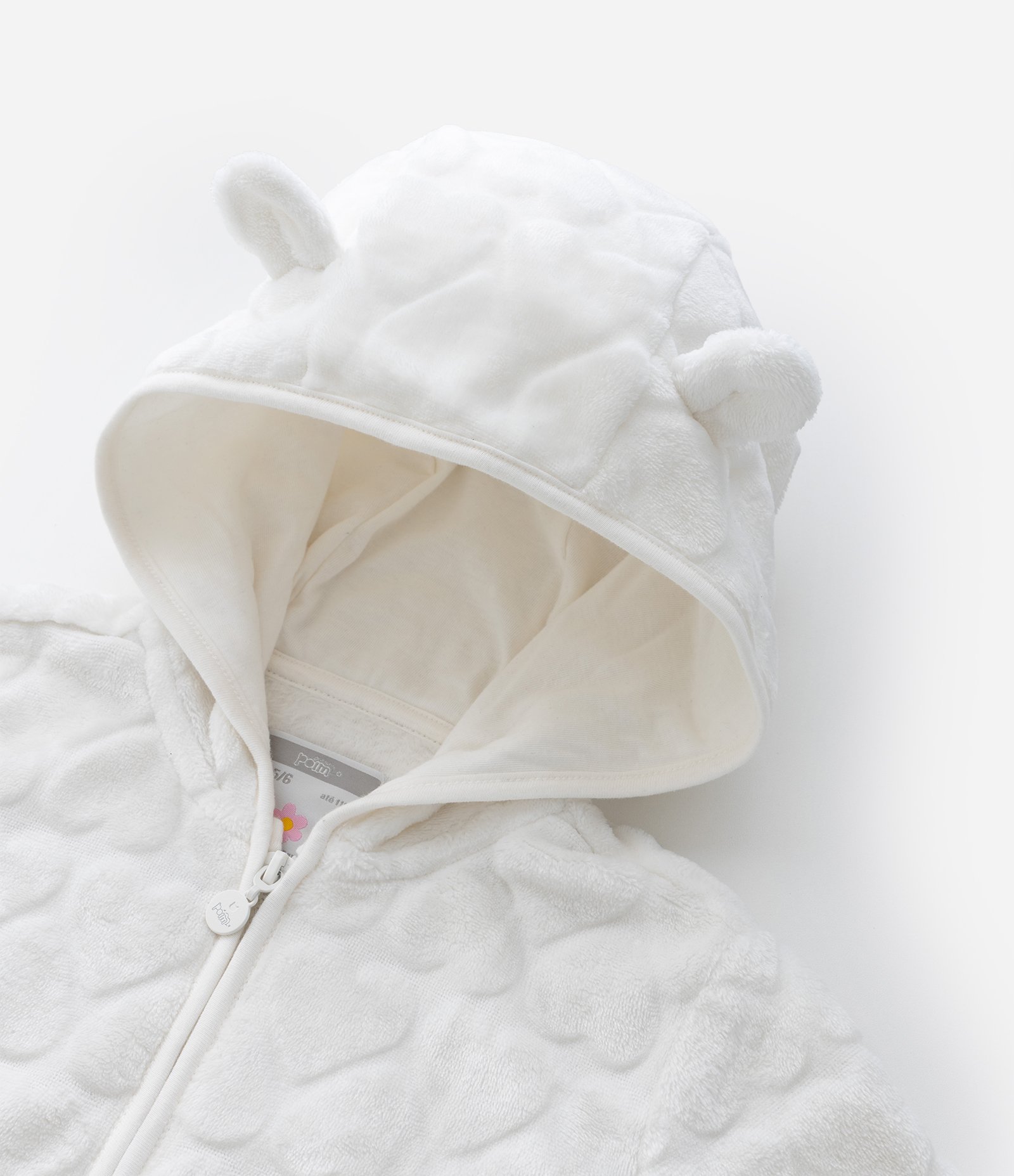 Jaqueta Infantil com Orelhinhas no Capuz – Tam 1 a 5/6 Anos Off White 4