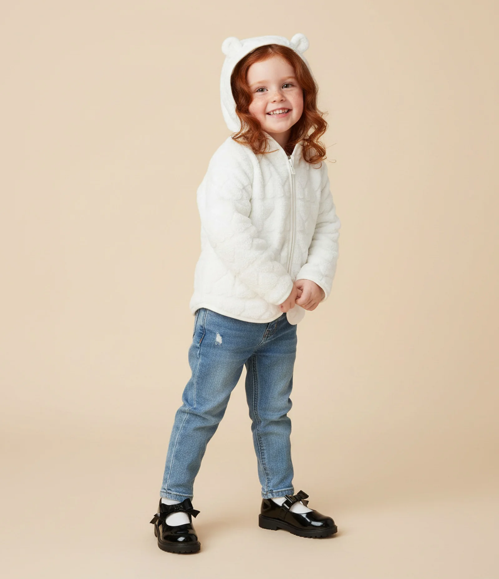 Jaqueta Infantil com Orelhinhas no Capuz – Tam 1 a 5/6 Anos Off White 1