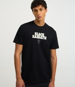 Camiseta em Algodão com Estampa Black Sabbath