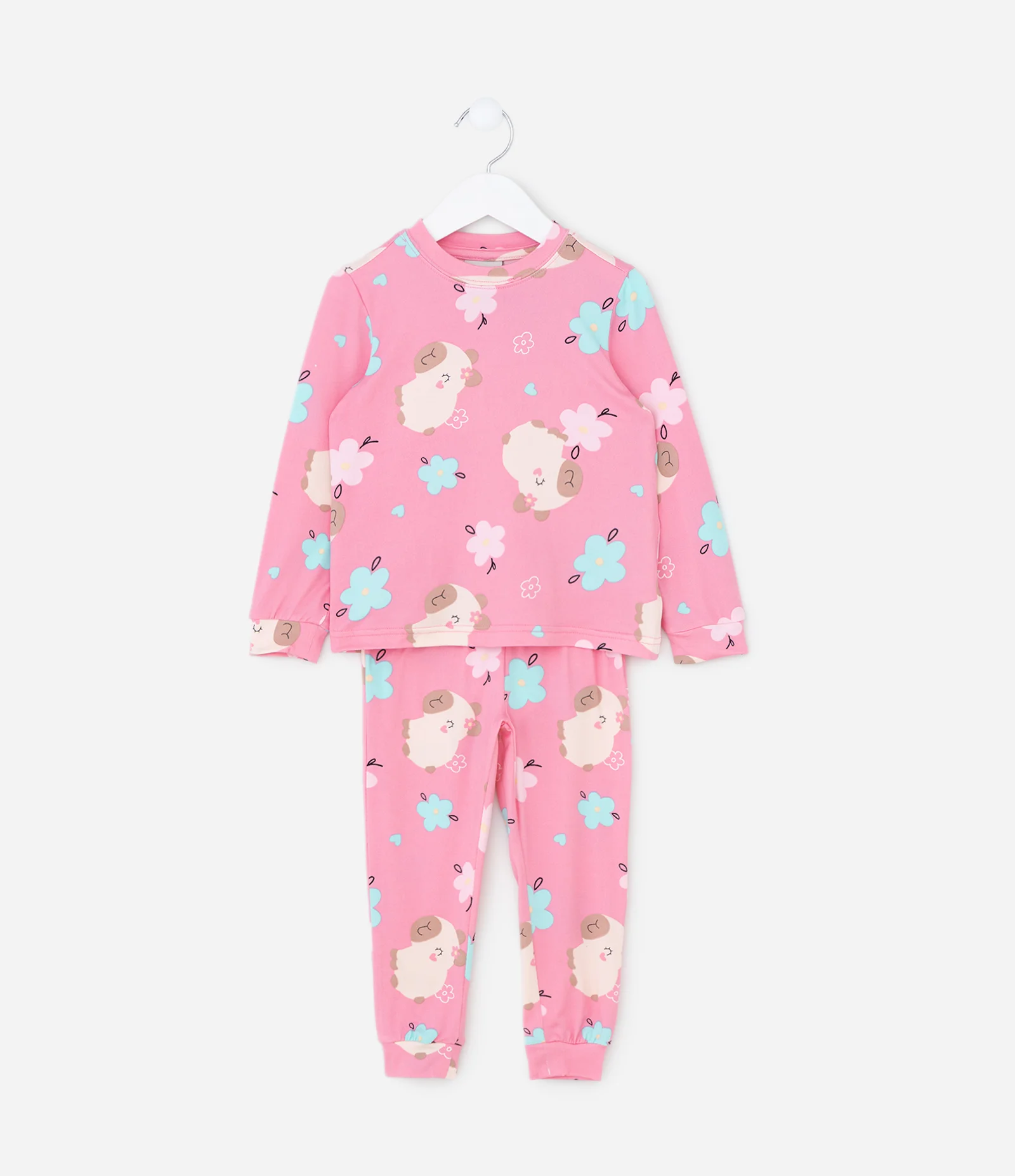 Pijama Infantil Longo em Plush com Estampa de Capivara – Tam 2 a 6 Anos Rosa 1