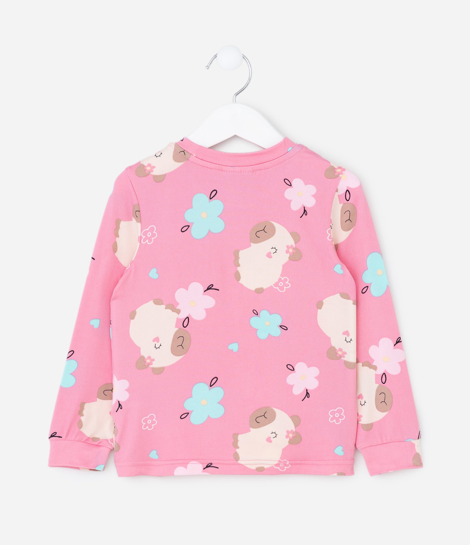 Pijama Infantil Longo em Plush com Estampa de Capivara – Tam 2 a 6 Anos Rosa 3