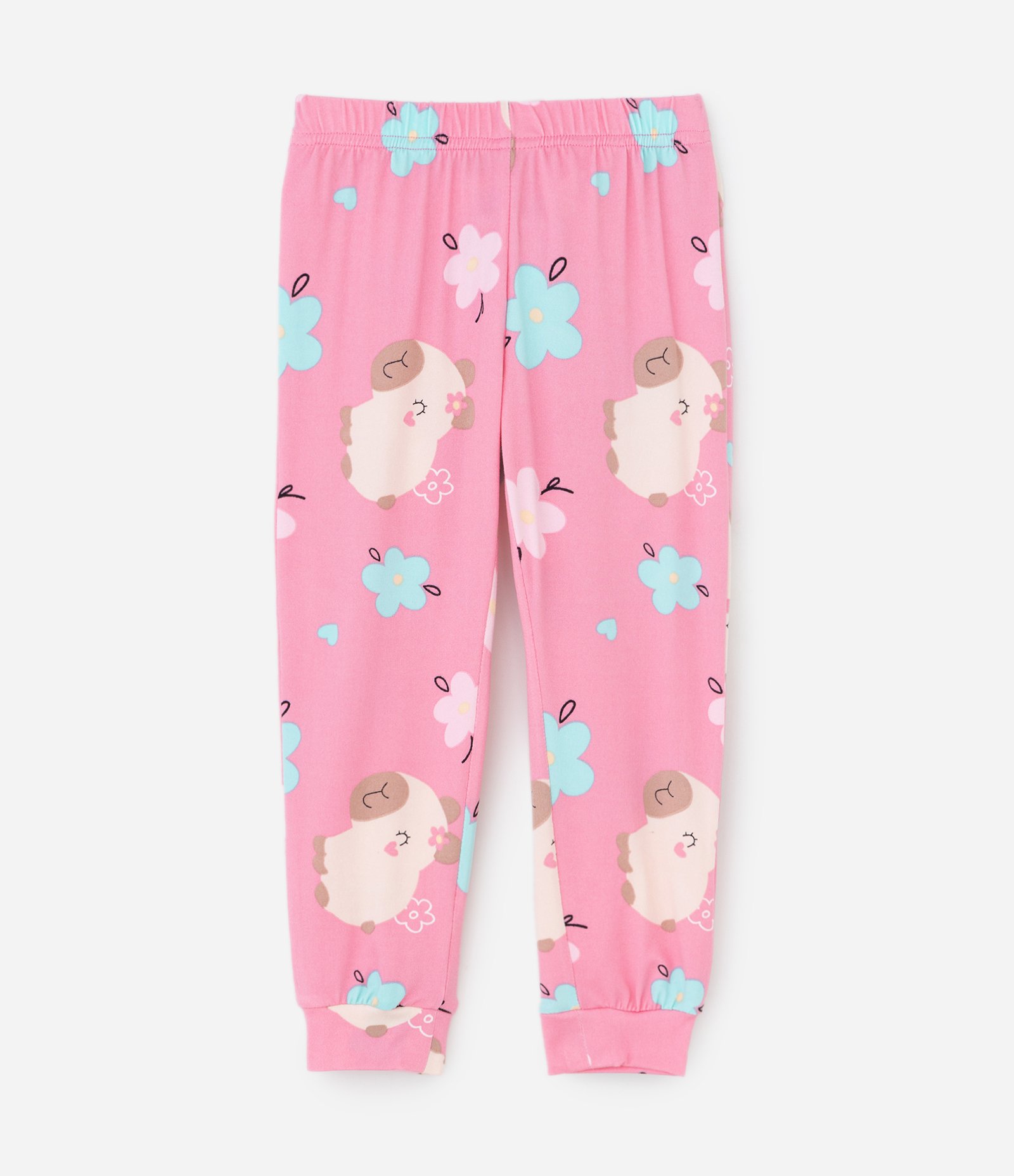 Pijama Infantil Longo em Plush com Estampa de Capivara – Tam 2 a 6 Anos Rosa 4