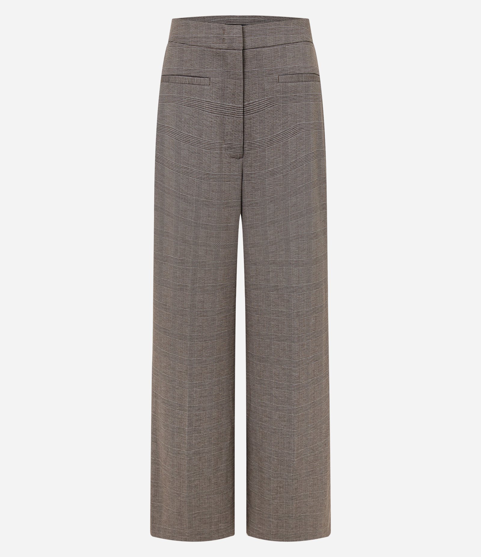 Calça Wide Leg em Ponto Roma com Estampa Xadrez Cinza 5