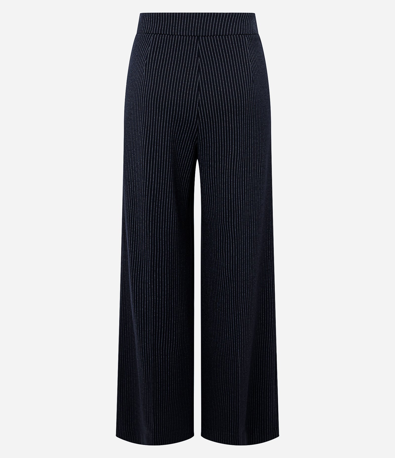 Calça Wide Leg em Ponto Roma com Risca de Giz Azul 6