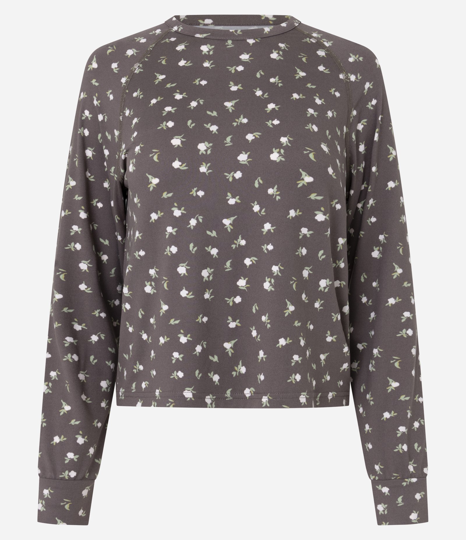 Blusa de Pijama com Estampa Floral Peach Touch Cinza 5