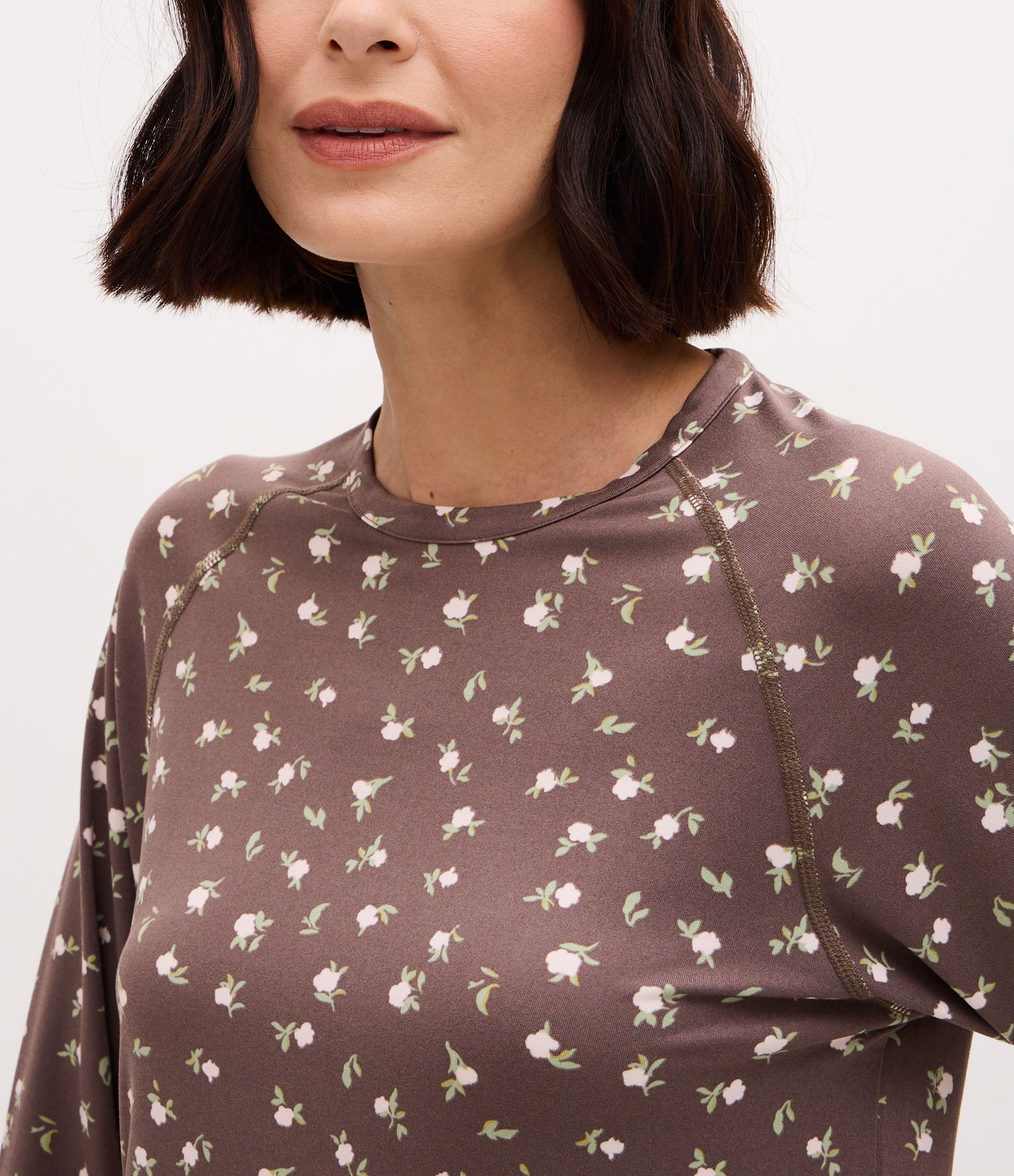 Blusa de Pijama com Estampa Floral Peach Touch Cinza 4