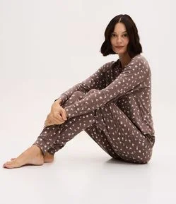 Blusa de Pijama com Estampa Floral Peach Touch