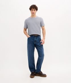 Calça Reta em Jeans com Lavagem Escura