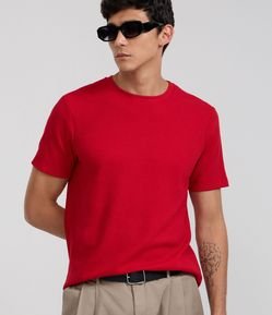 Camiseta Regular em Algodão com Textura Waffle