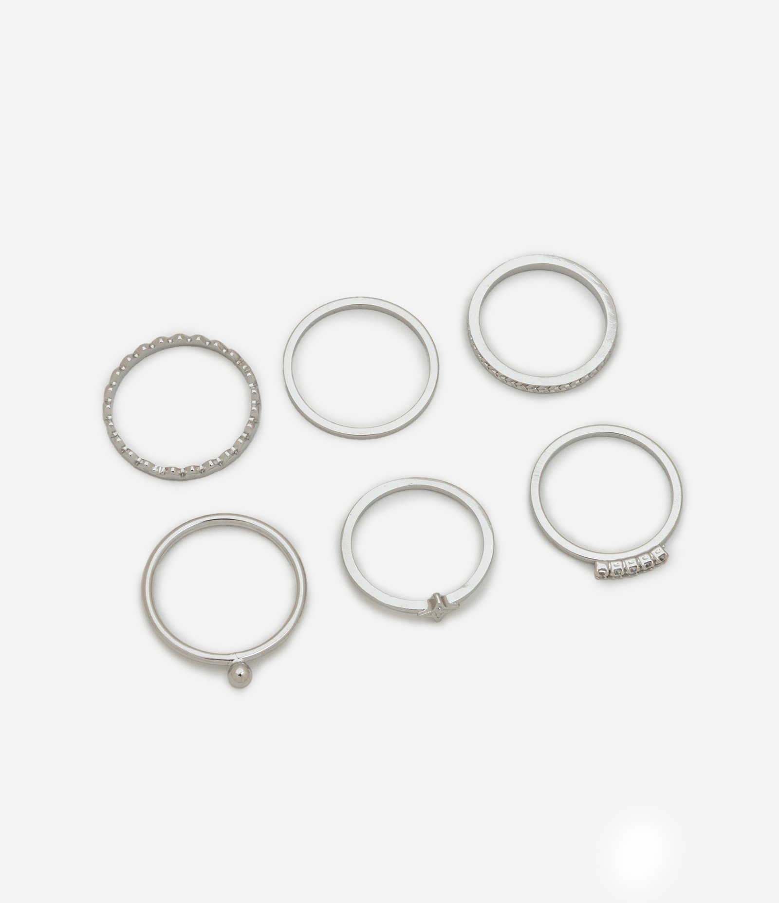 Kit 06 Anéis em Metal Delicados Prata 1
