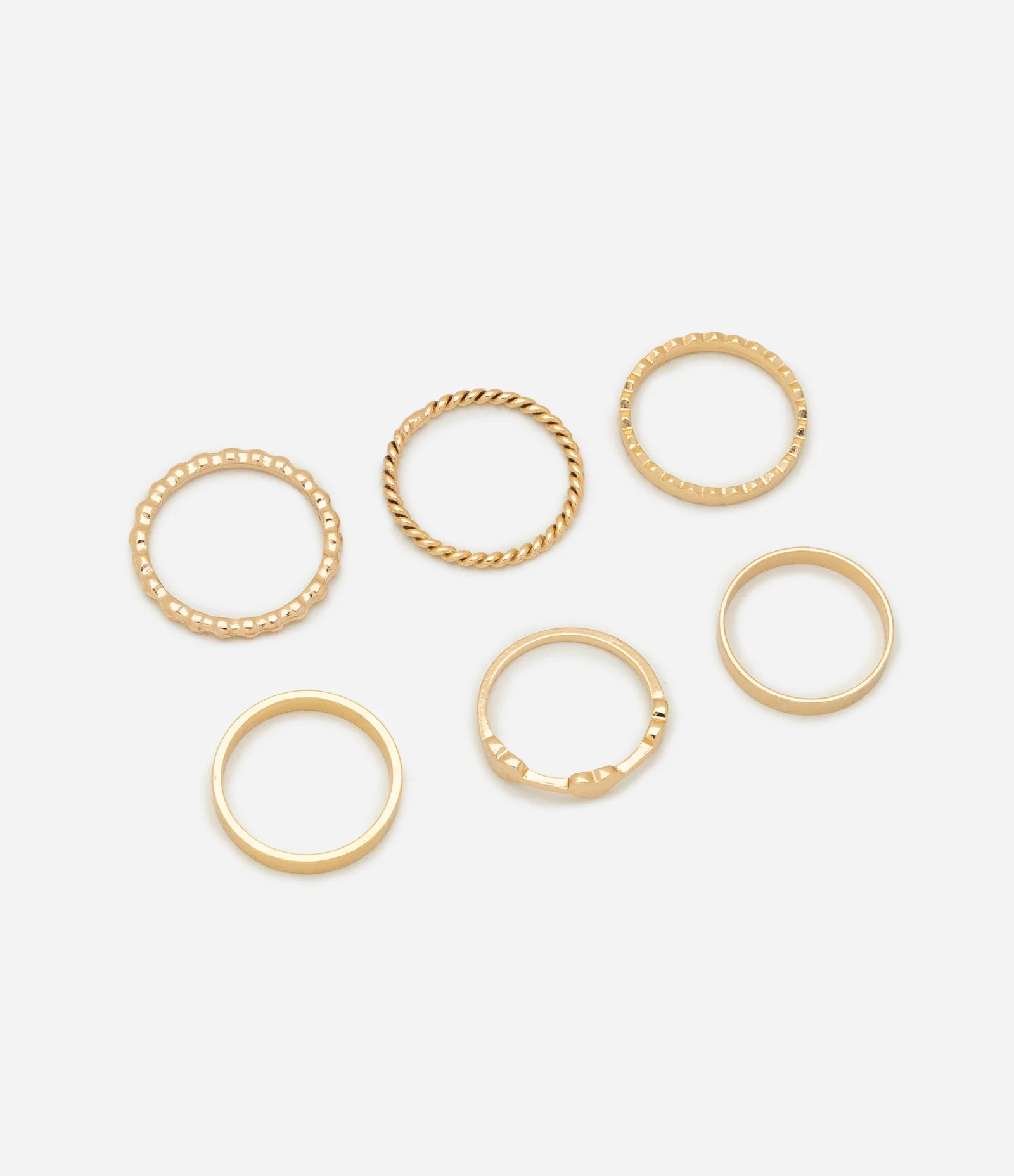 Kit 06 Anéis em Metal Delicados Dourado 1