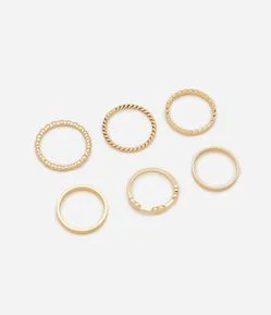 Kit 06 Anéis em Metal Delicados