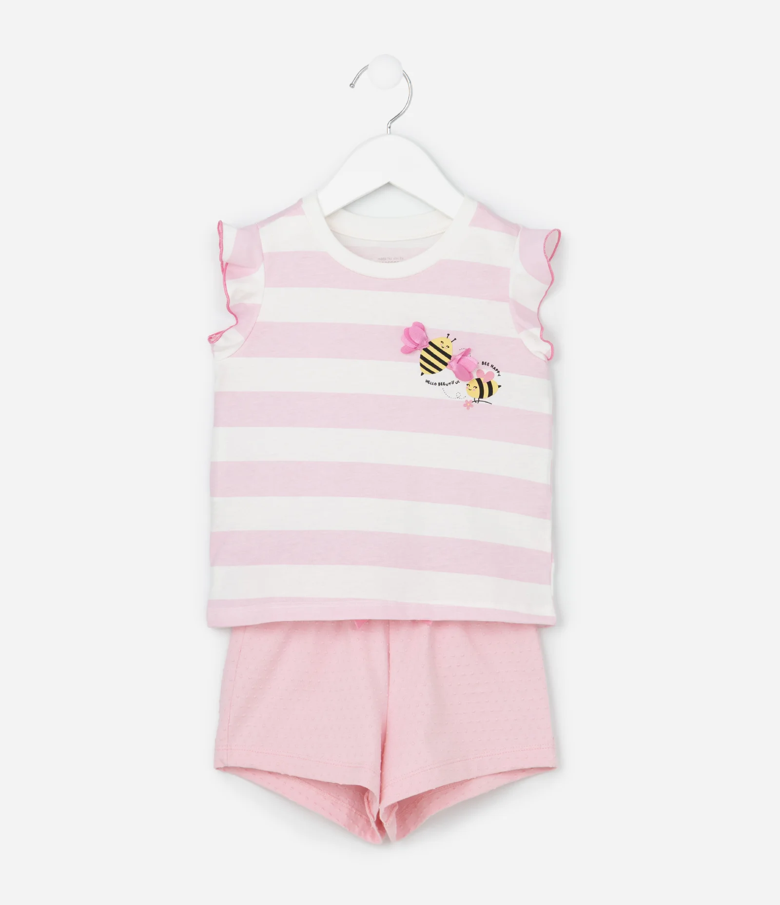 Pijama Curto Infantil com Estampa de Abelha- Tam 2 a 6 Anos Rosa 1