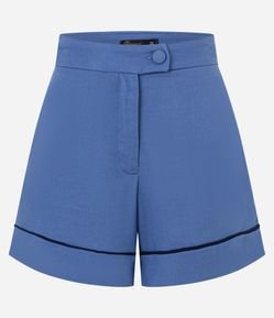 Short Cintura Alta em Viscolinho com VIés Contrastante