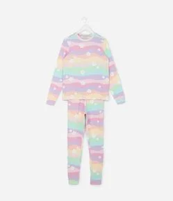 Pijama Longo Infantil com Estampa Colorida - Tam 7 A 16 Anos