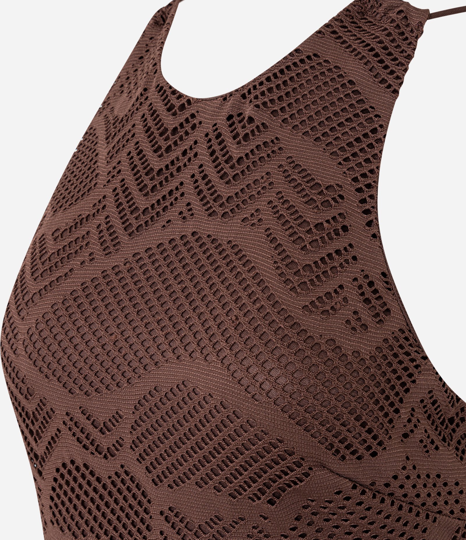 Vestido New Midi Evasê Rendado e Frente Única Marrom 8