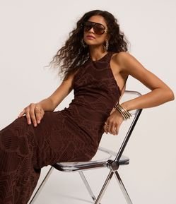 Vestido New Midi Evasê Rendado e Frente Única