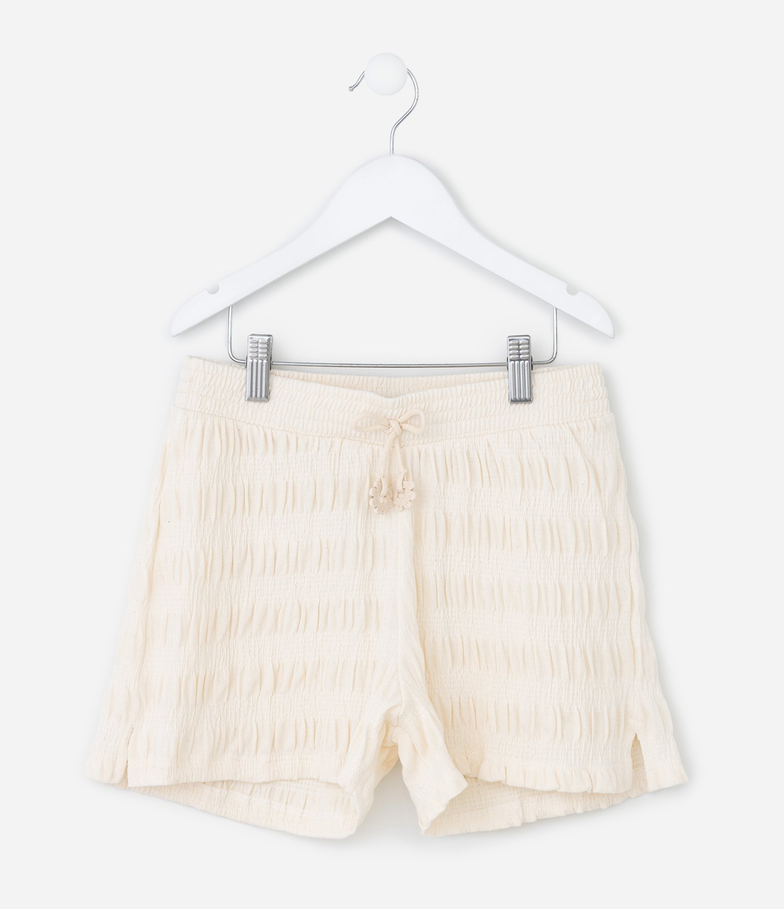 Short Infantil em Anarruga Texturizado - Tam 5 a 14 Anos Bege 1