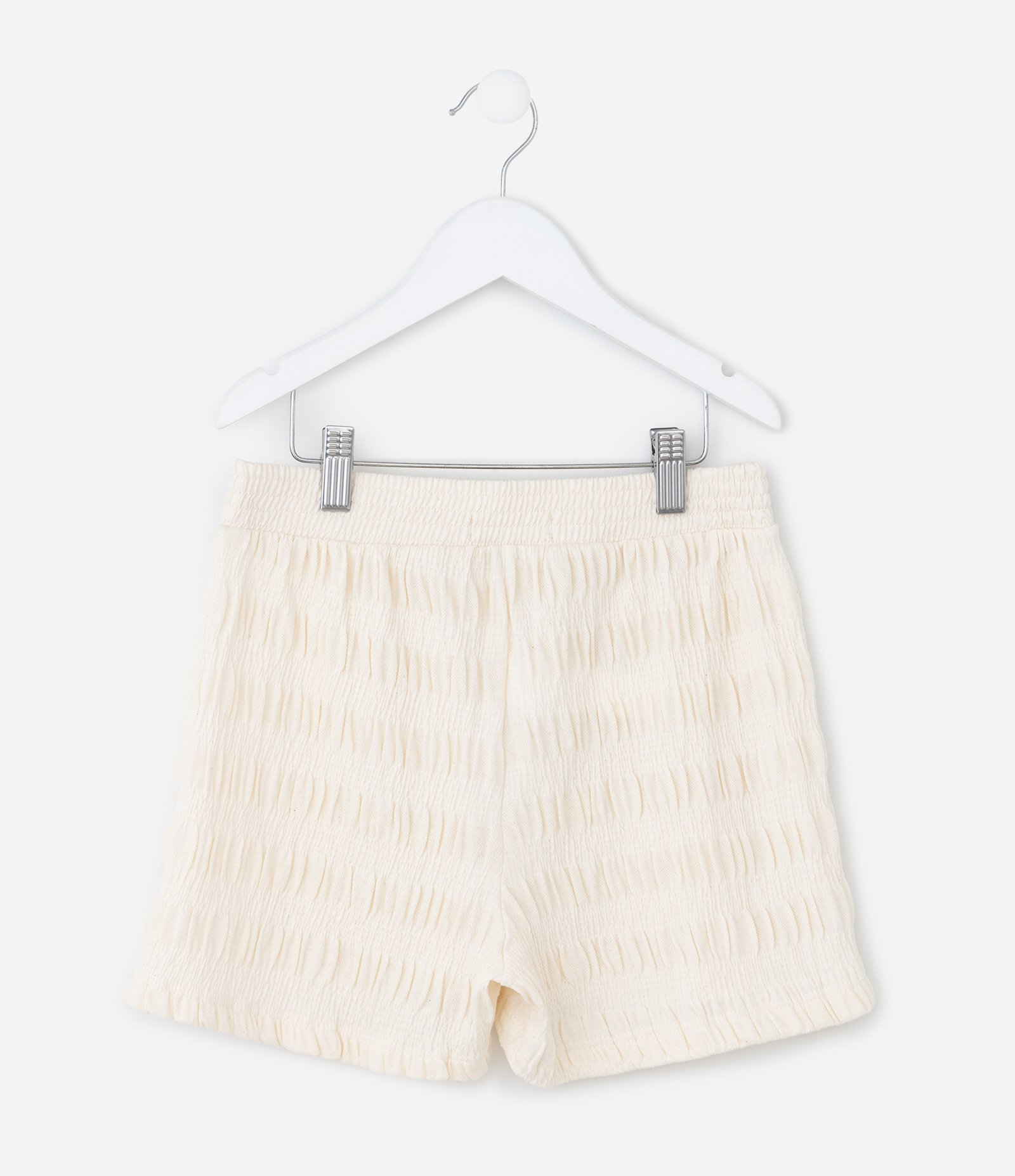 Short Infantil em Anarruga Texturizado - Tam 5 a 14 Anos Bege 2