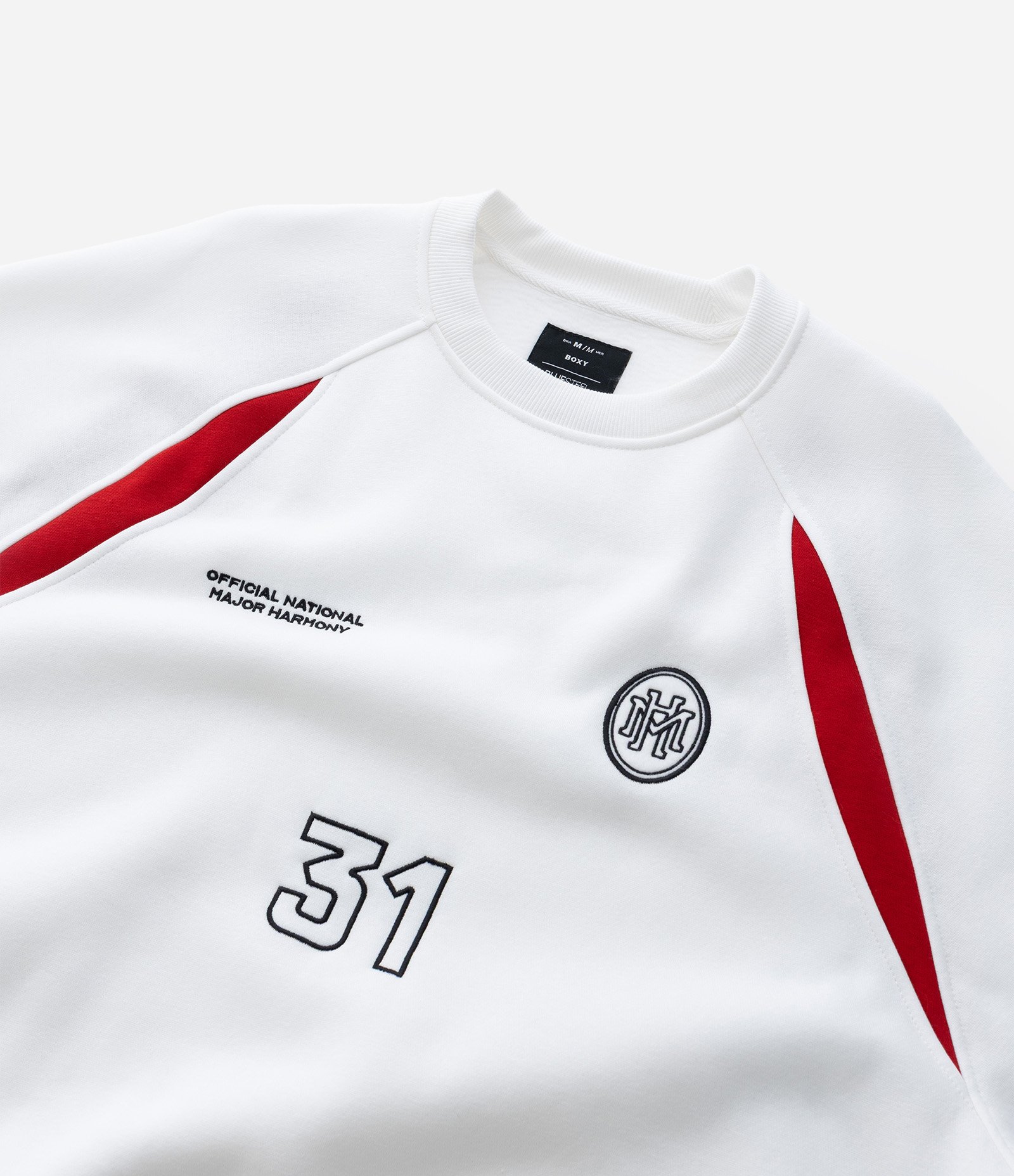 Moletom Boxy Esportivo com Bordados e Recortes Branco 13