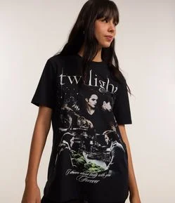 Camiseta em Algodão com Estampa Twilight