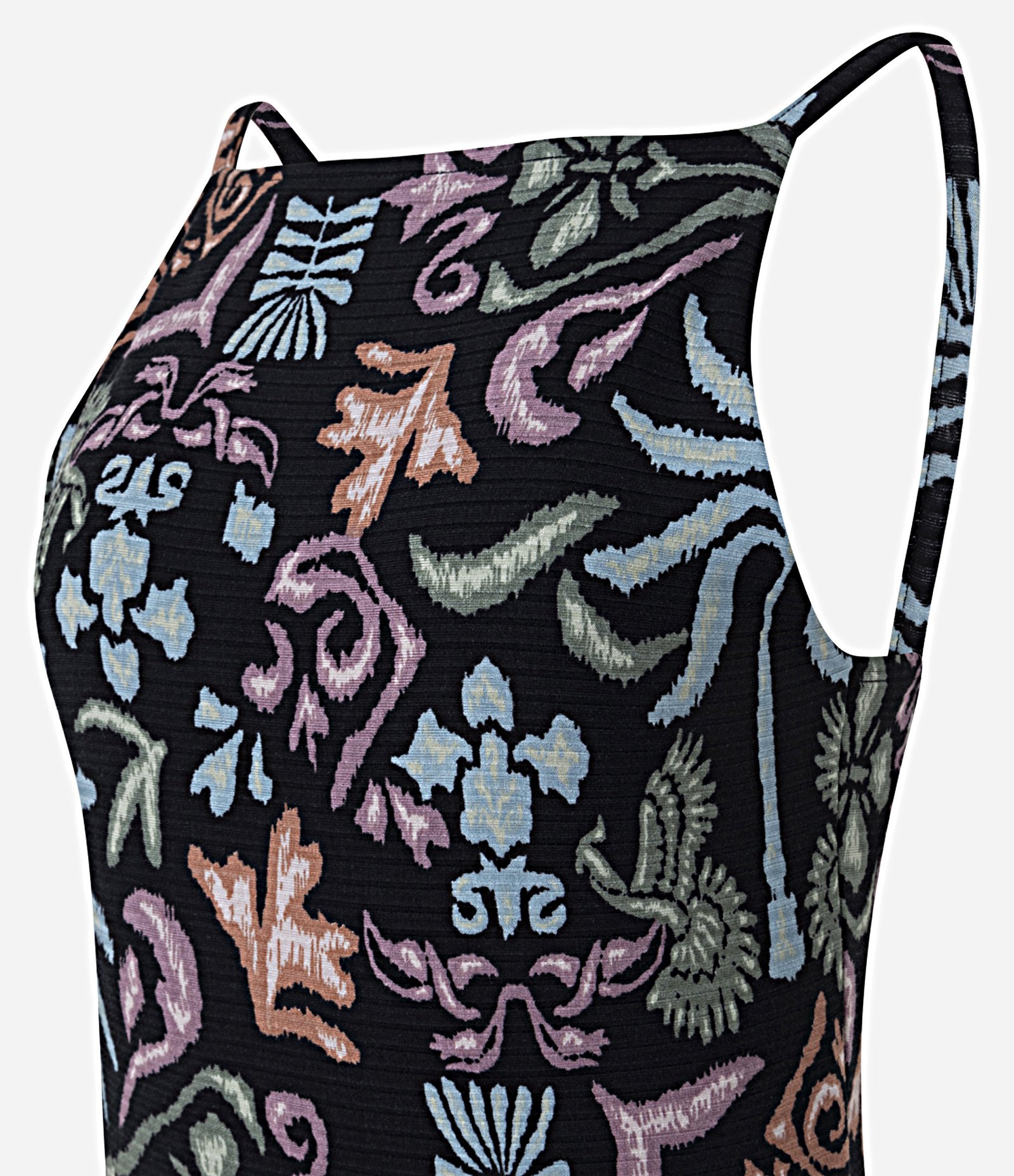 Vestido Midi Canelado em Ribana com Estampa Floral Multicores 6