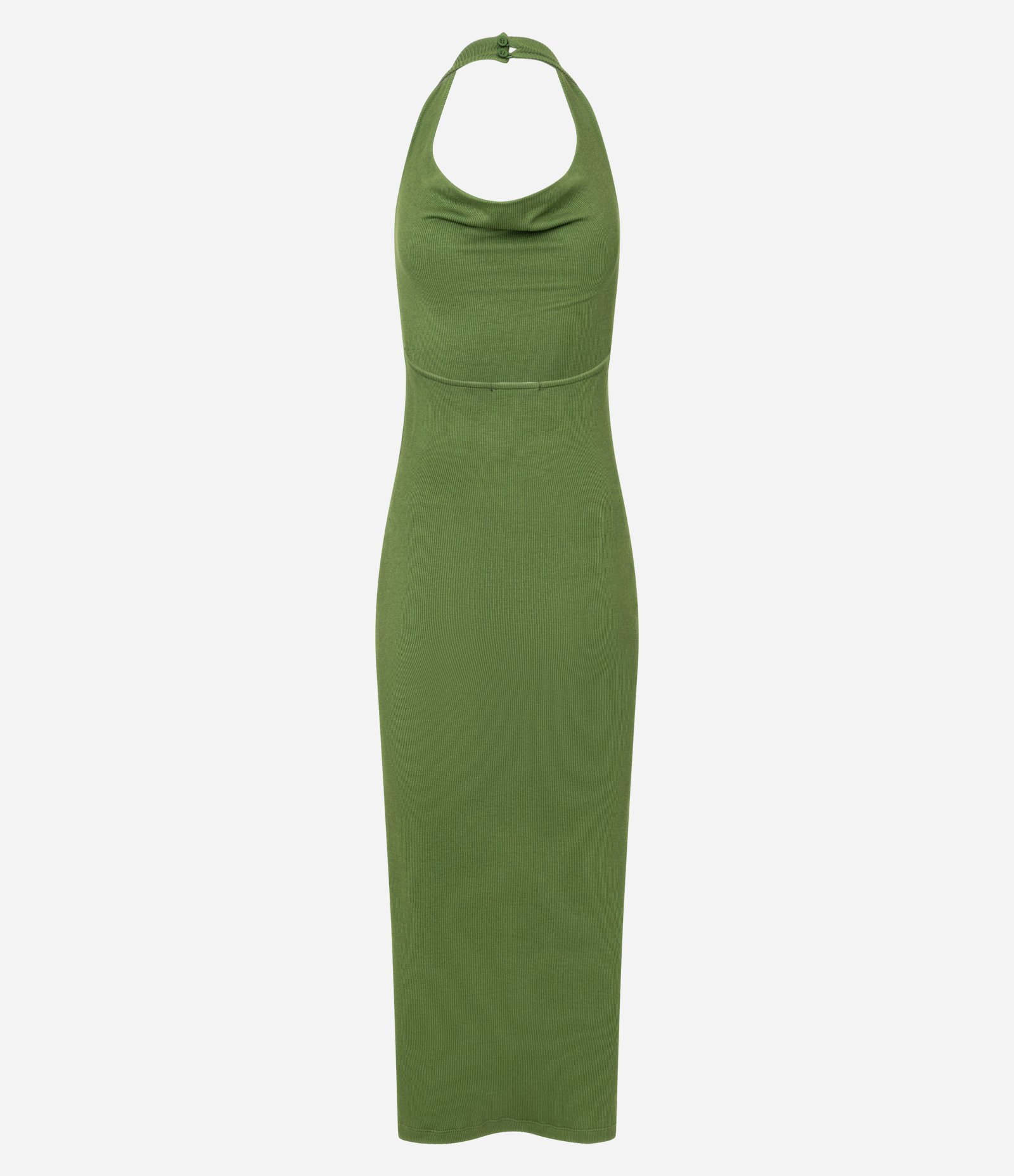 Vestido Midi Frente Única em Ribana com Decote Degagê Verde 6