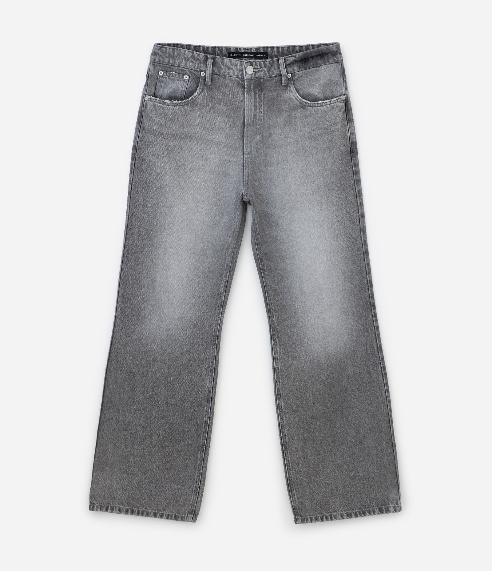 Calça Baggy Flare em Jeans Cinza 5