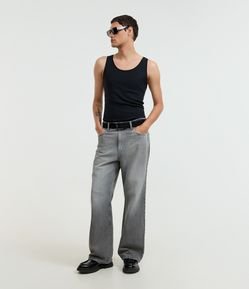 Calça Baggy Flare em Jeans