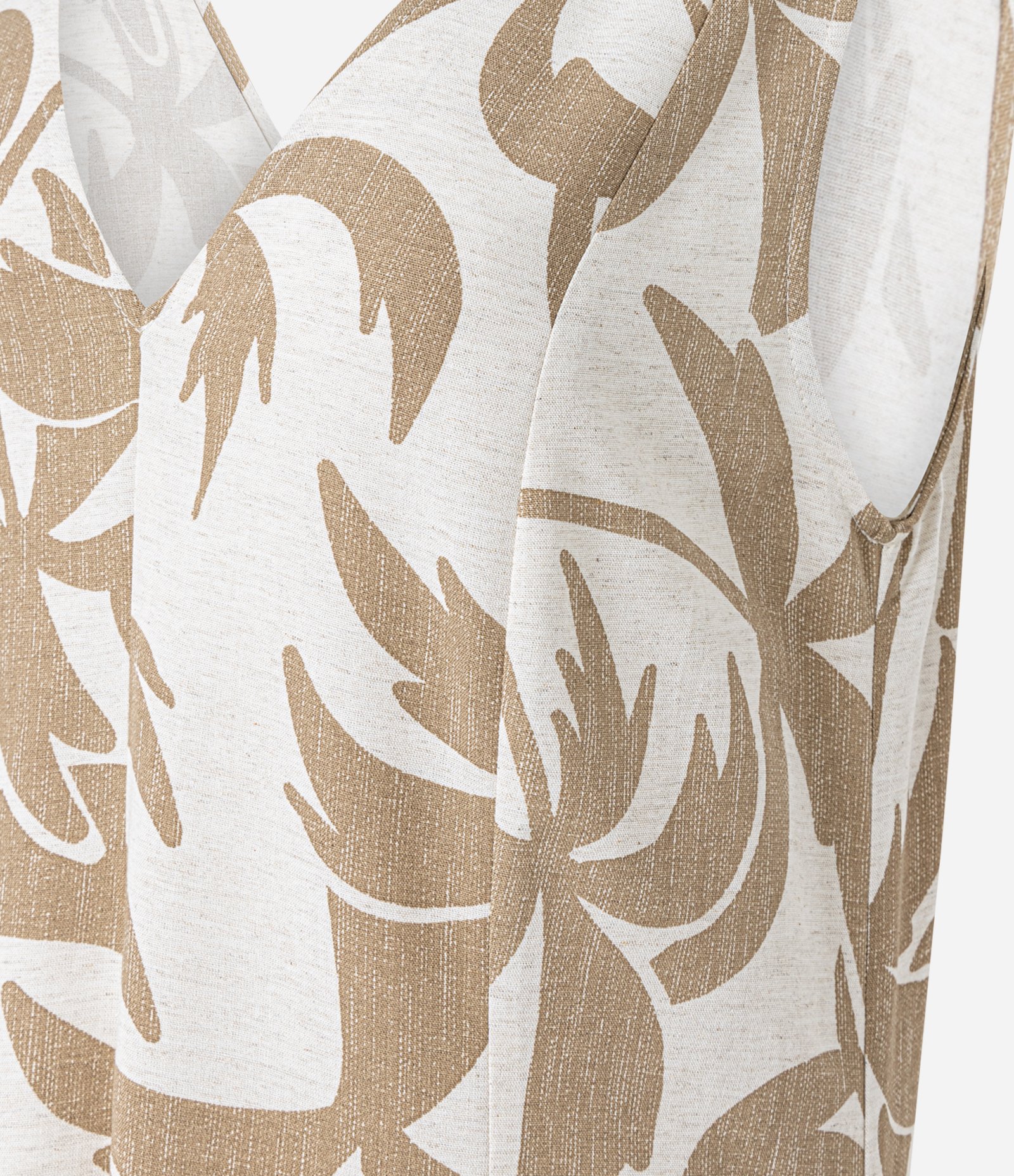 Vestido Evasê Midi em Viscolinho com Estampa Folhagem Marrom/Off White 7