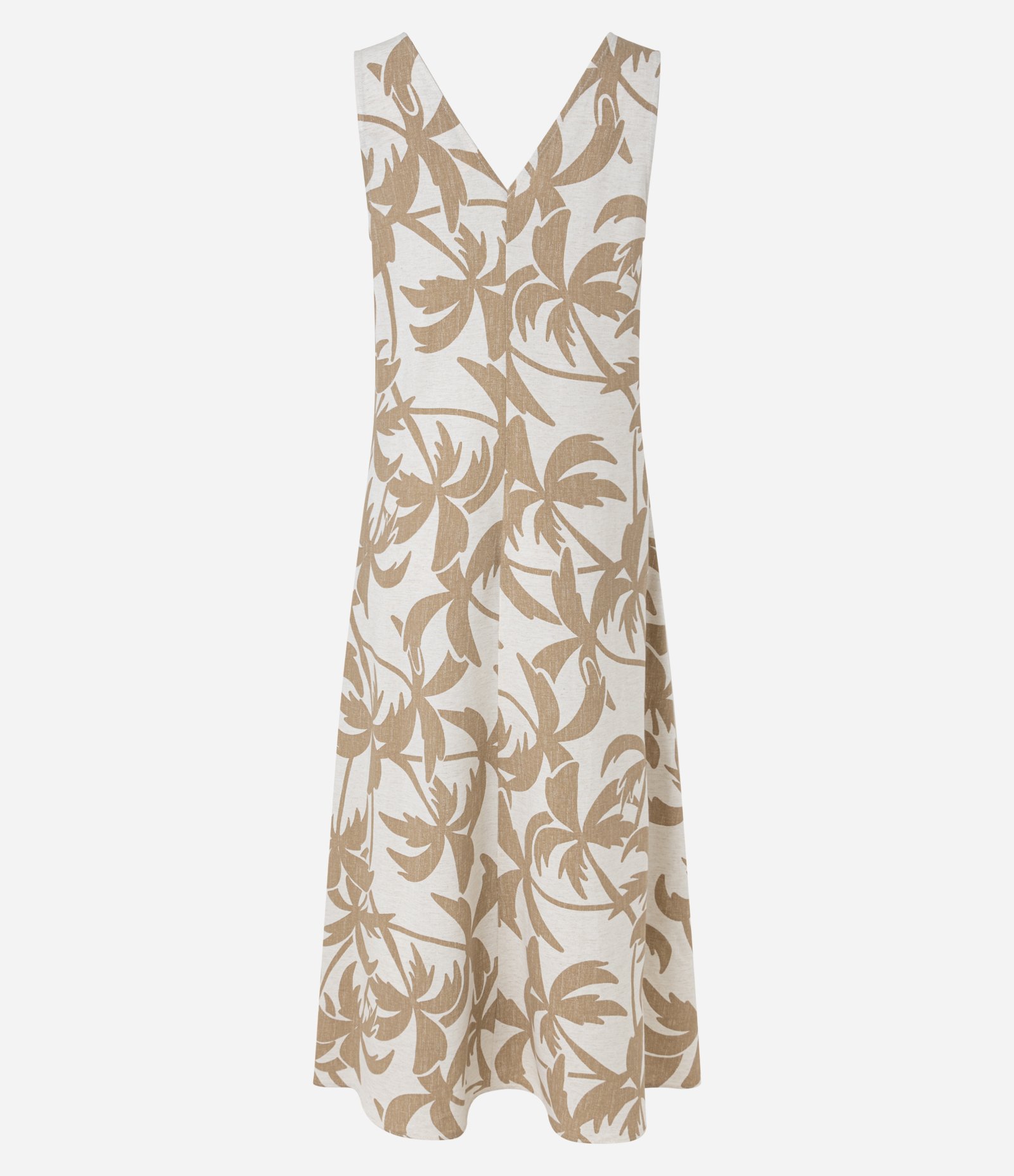 Vestido Evasê Midi em Viscolinho com Estampa Folhagem Marrom/Off White 8