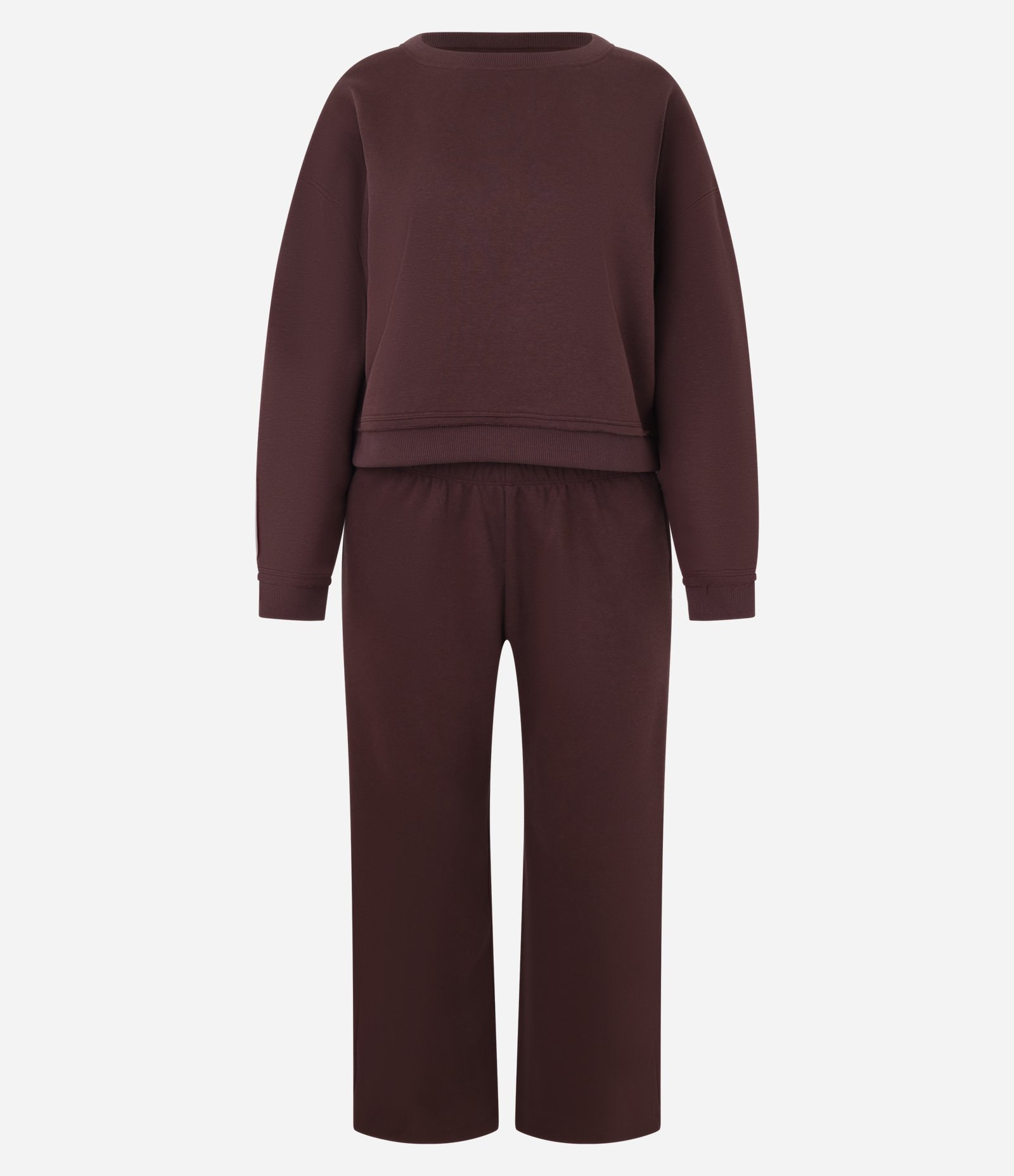 Pijama Longo em Moletom com Cava Desclocada Vinho 1