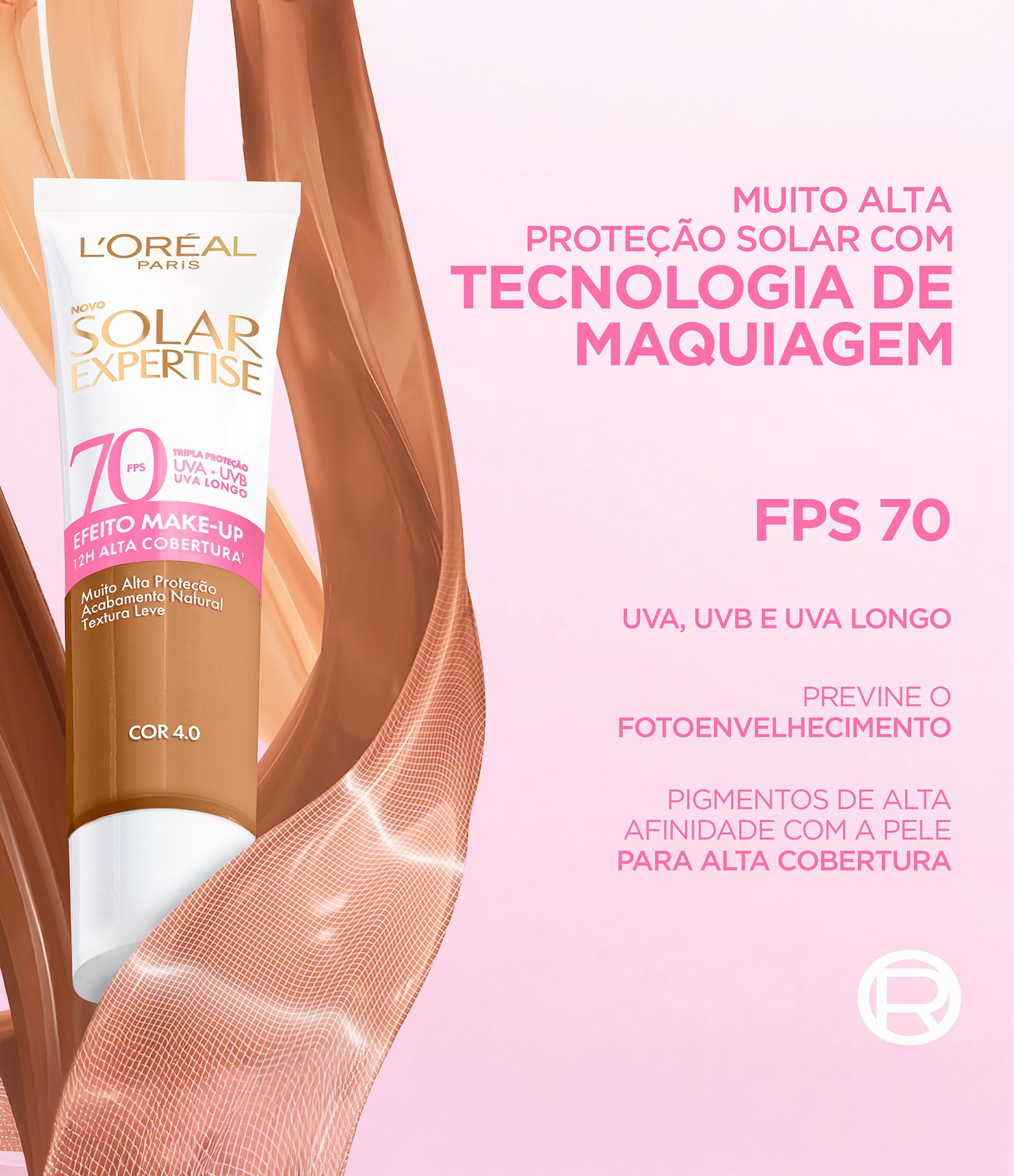 Protetor Facial Solar Expertise FPS70 Efeito Makeup Cor 4.0 4.0 7