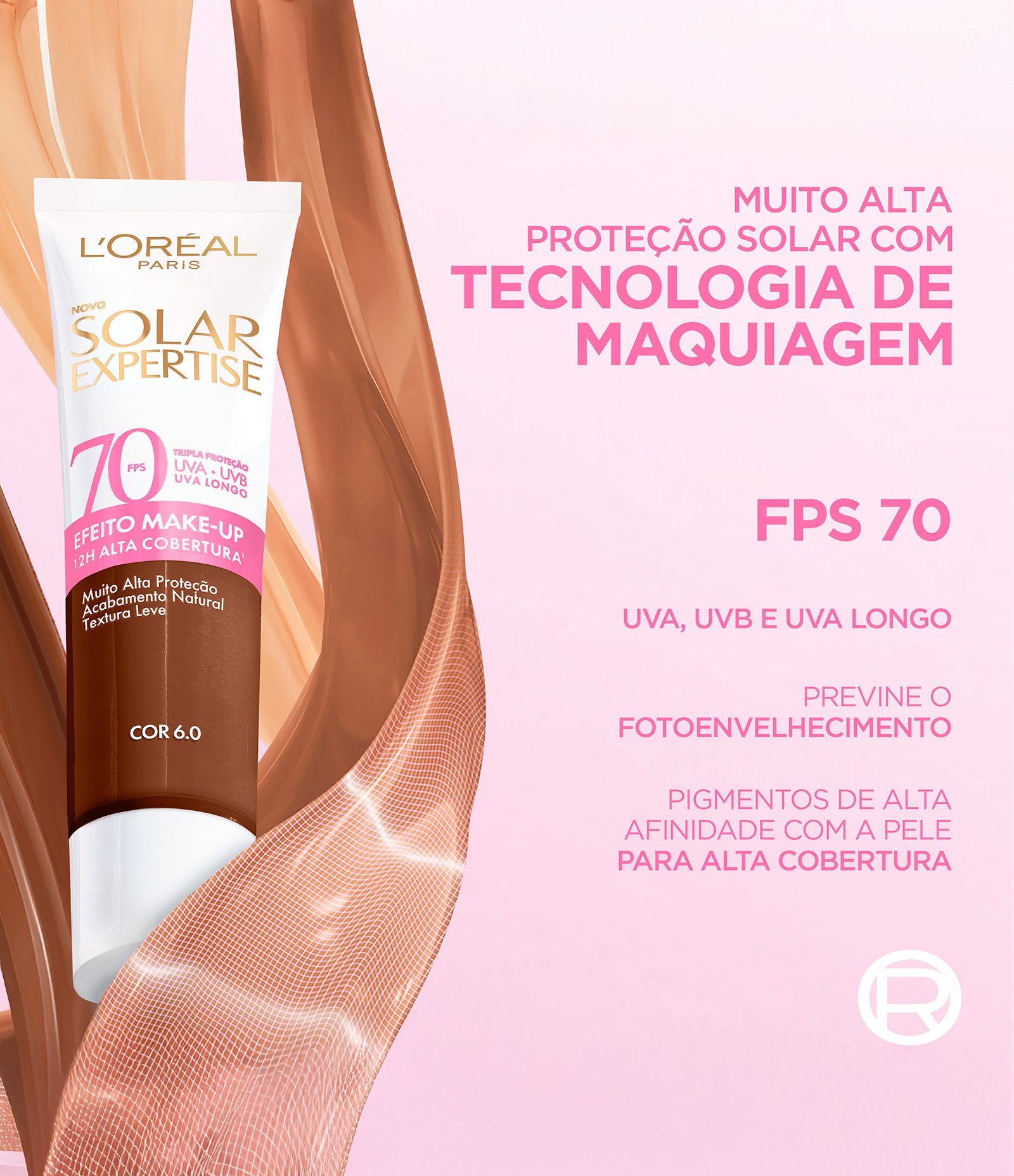 Protetor Facial Solar Expertise FPS70 Efeito Makeup Cor 6.0  6.0 7