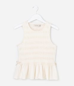 Blusa Infantil Regata com Laços e Texturizada - Tam 7 a 14 Anos
