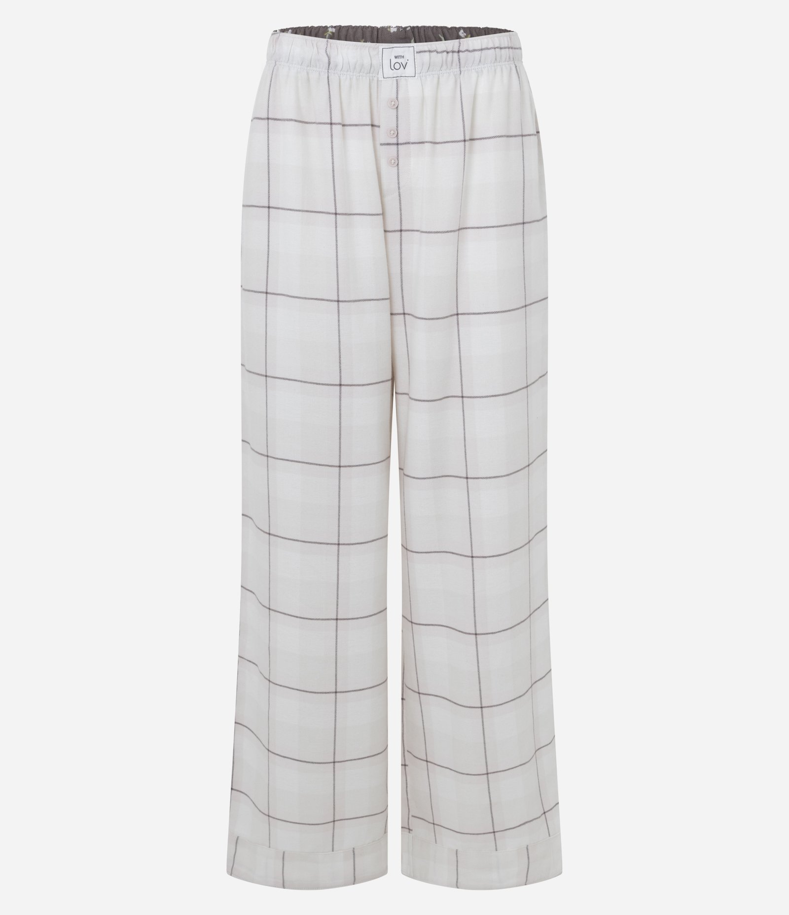 Calça de Pijama em Flanela Xadrez Off White 5