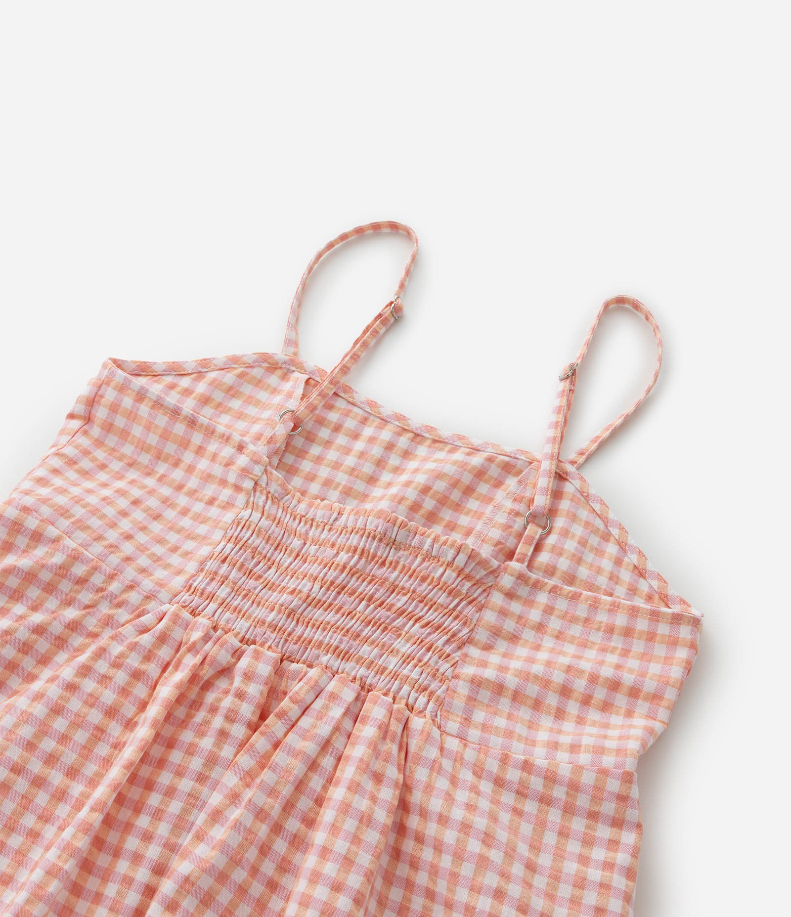Blusa Infantil em Anarruga com Estampa Xadrez Vichy  - Tam 7 a 14 Anos Laranja 6