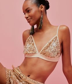 Blusa Top em Paetê com Decote V