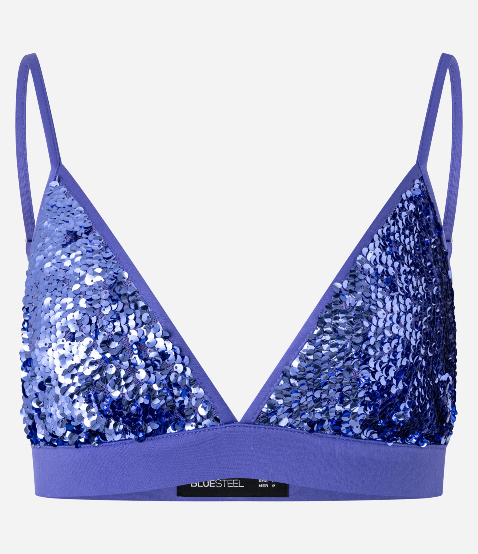 Blusa Top em Paetê com Decote V Azul 1