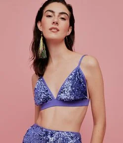 Blusa Top em Paetê com Decote V