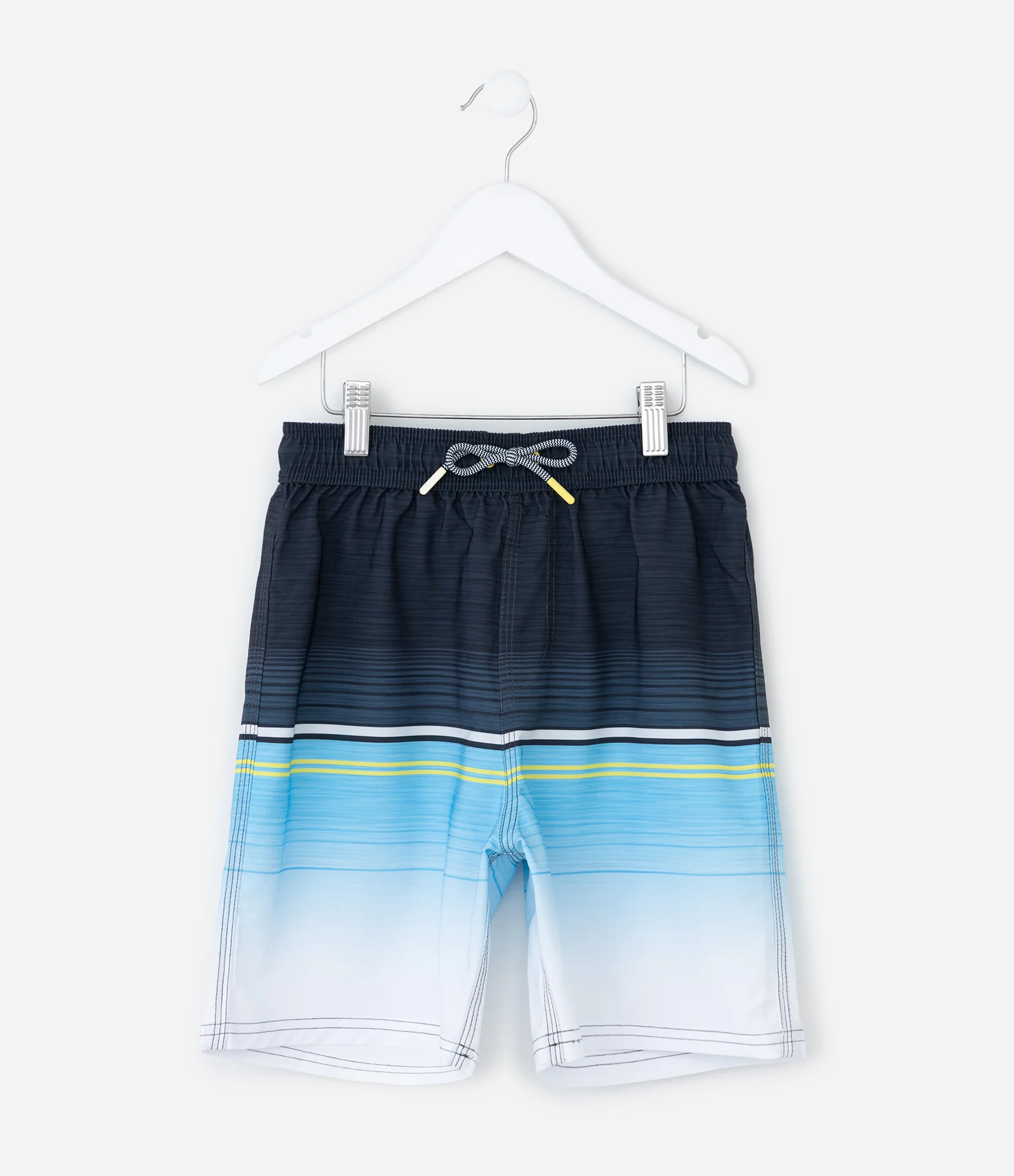 Bermuda Infantil de Banho com Estampa de Listras -Tam 5 a 14 Anos Azul 1