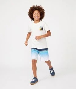 Bermuda Infantil de Banho com Estampa de Listras -Tam 5 a 14 Anos