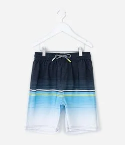 Bermuda Infantil de Banho com Estampa de Listras -Tam 5 a 14 Anos