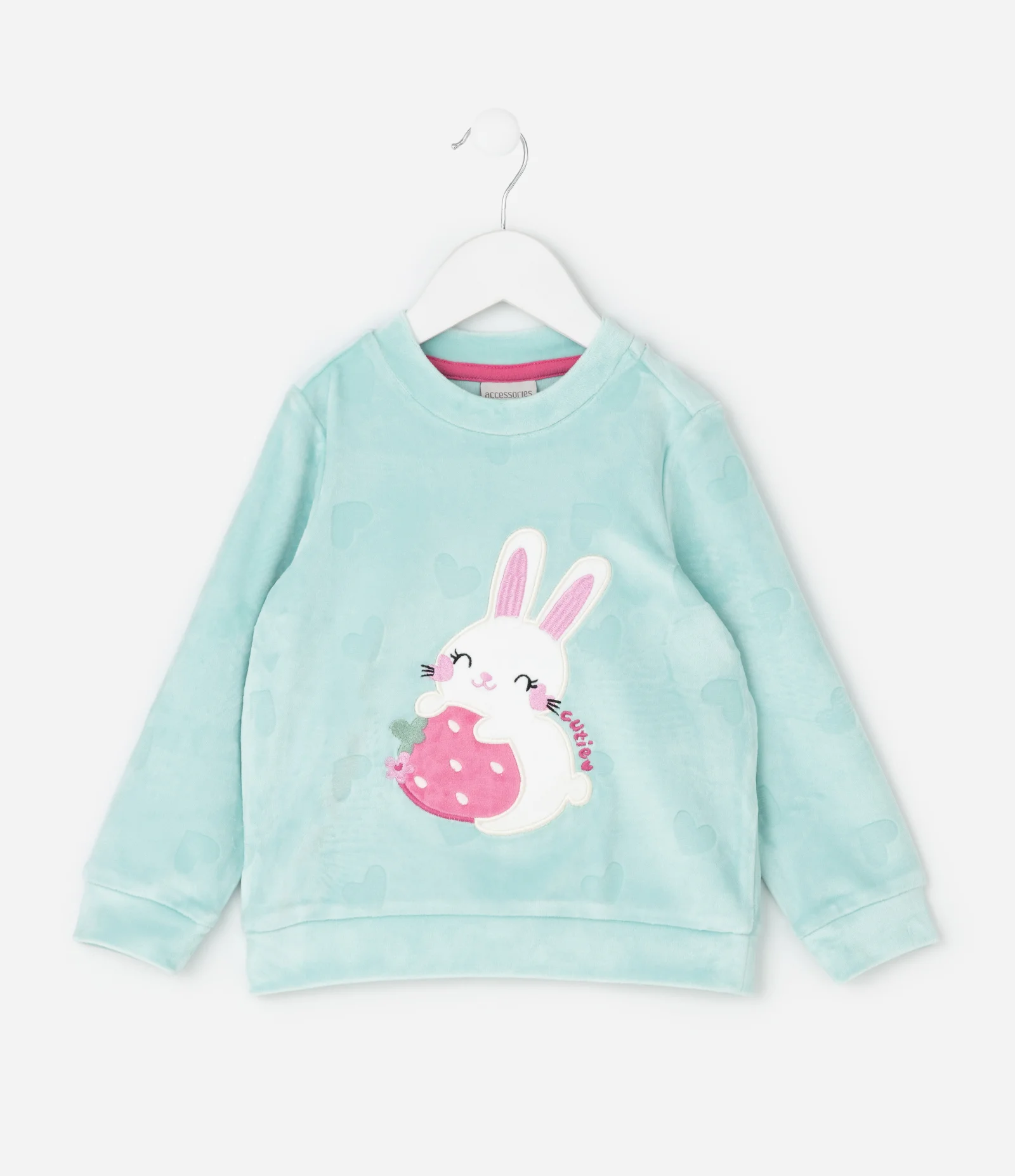 Pijama Infantil com Bordado Coelhinho e Morangos – Tam 2 a 6 Anos Verde claro 2