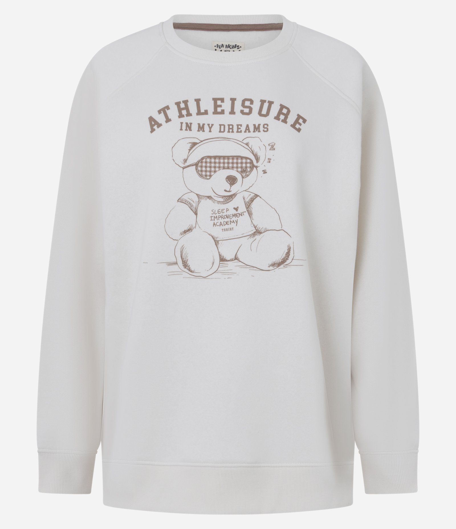 Blusa de Pijama em Moletom com Estampa Ursinho Athleisure Branco Gelo 3
