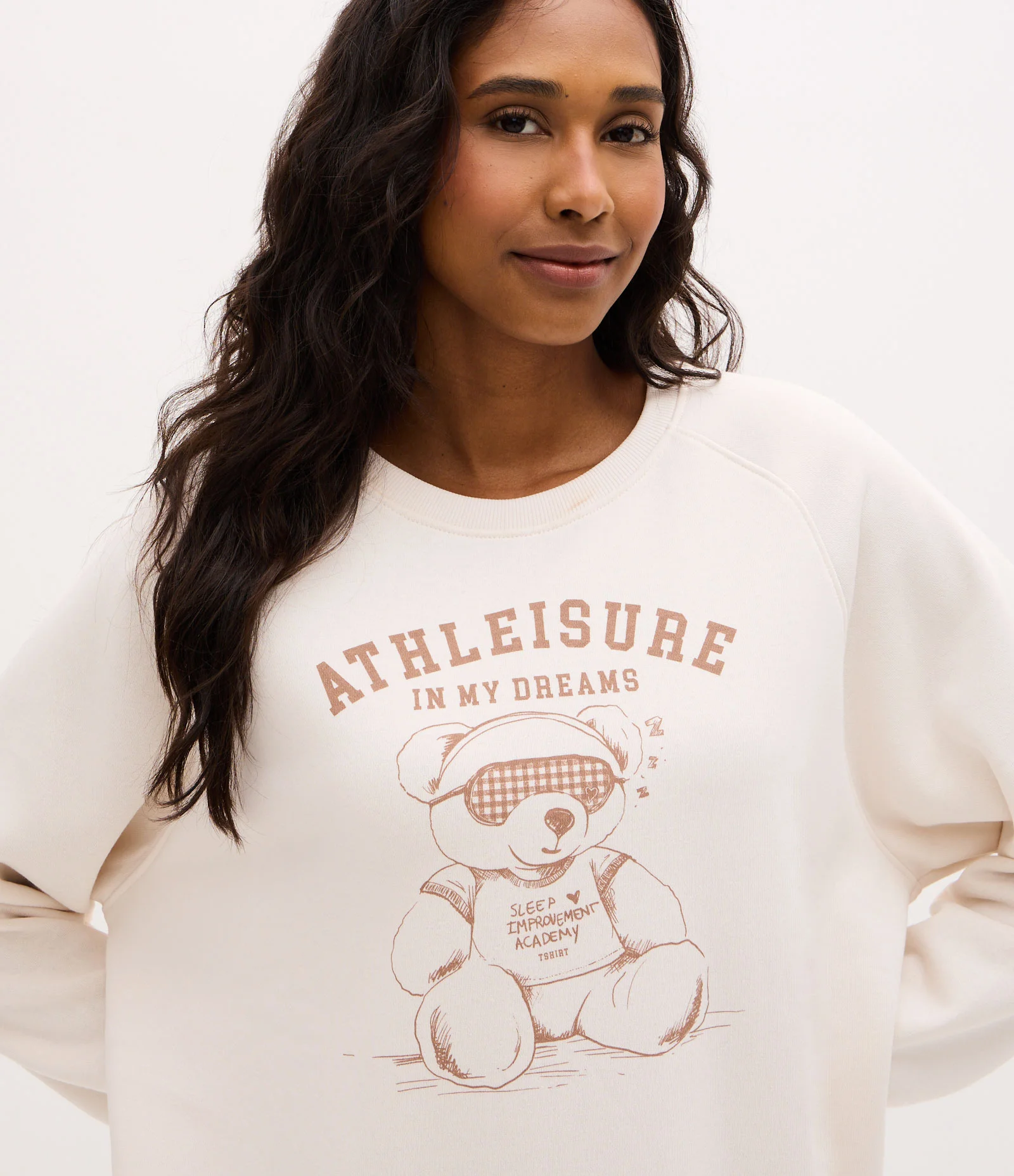 Blusa de Pijama em Moletom com Estampa Ursinho Athleisure Branco Gelo 2