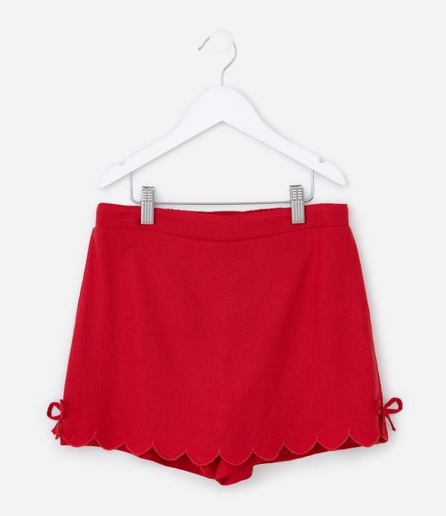 Short Saia em Viscolinho com Barra Diferenciada com Lacinhos - Tam 7 a 14 Anos