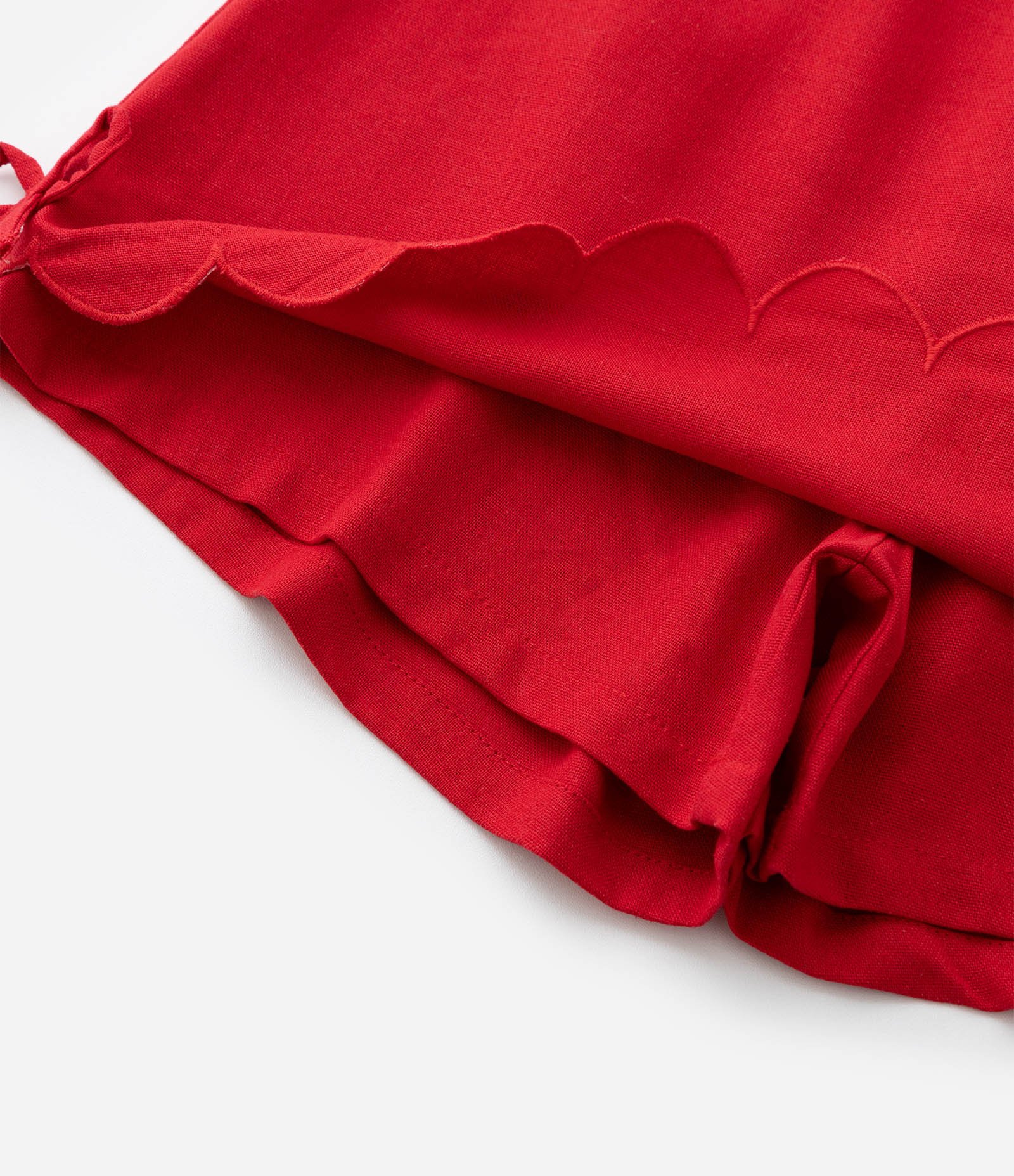 Short Saia em Viscolinho com Barra Diferenciada com Lacinhos - Tam 7 a 14 Anos Vermelho 8