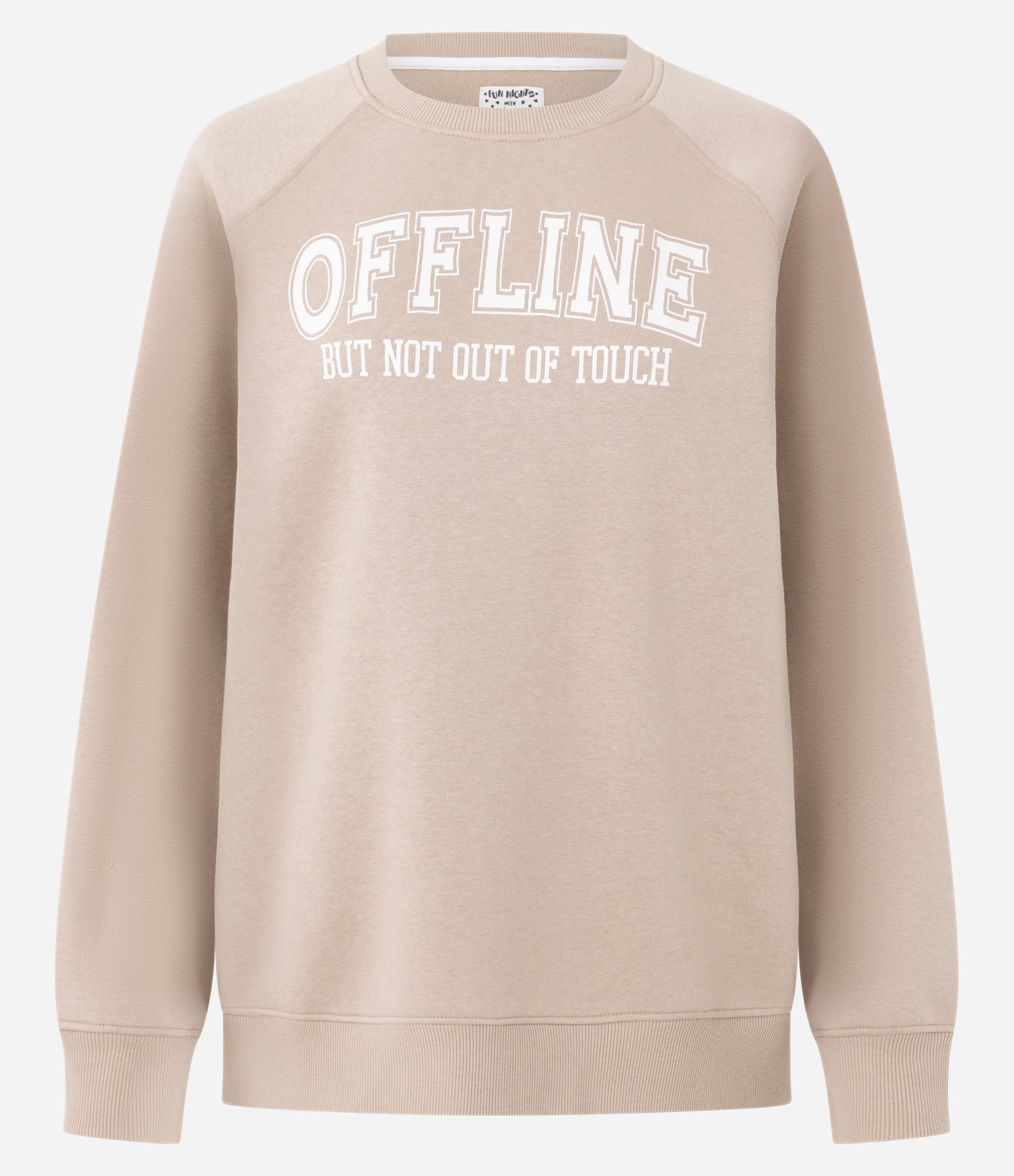 Blusa Regular em Moletom com Lettering Offline Bege 3